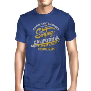 Authentic Summer Surfing California Mens Royal Blue Shirt