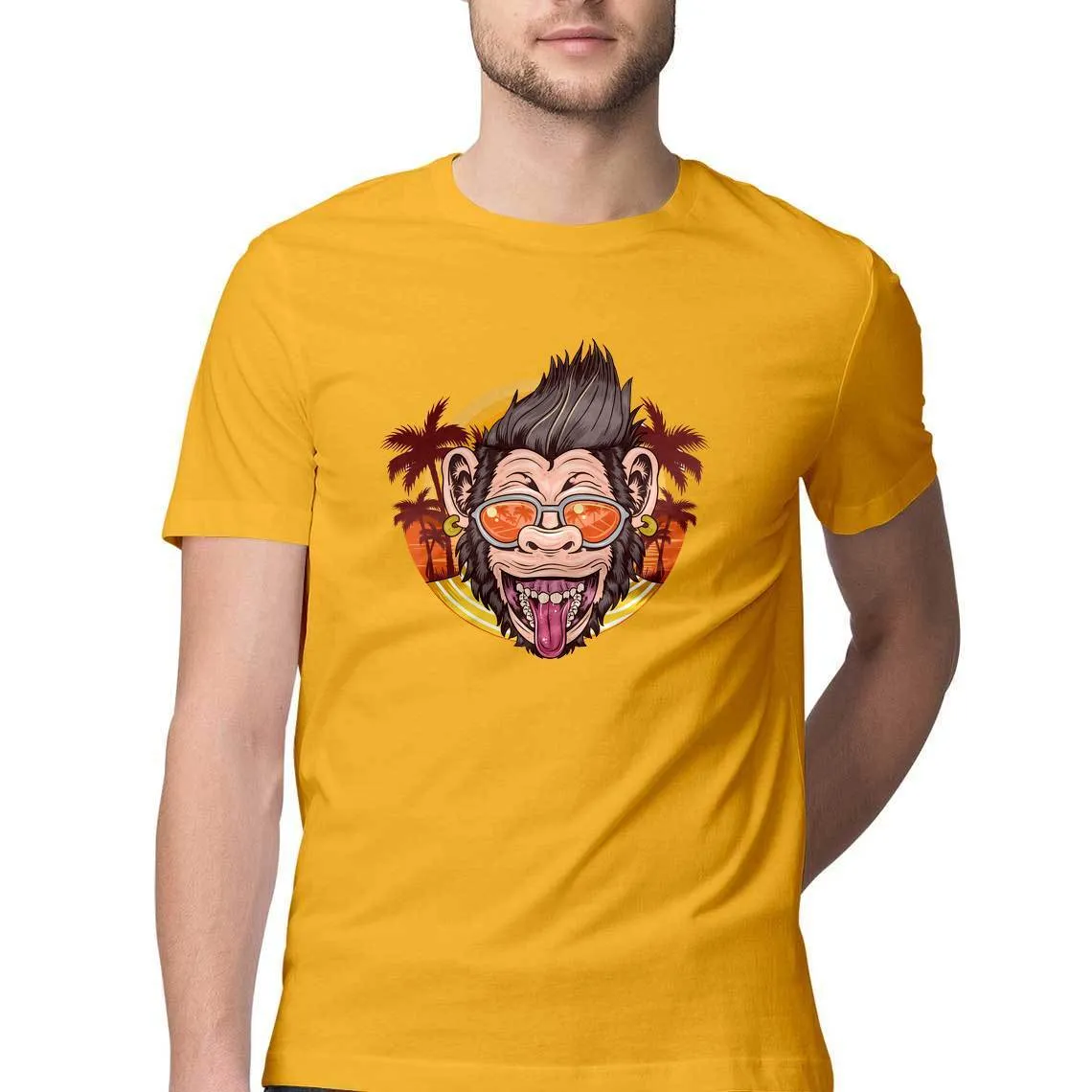 Cool Chimpanzee Round Neck T-Shirt