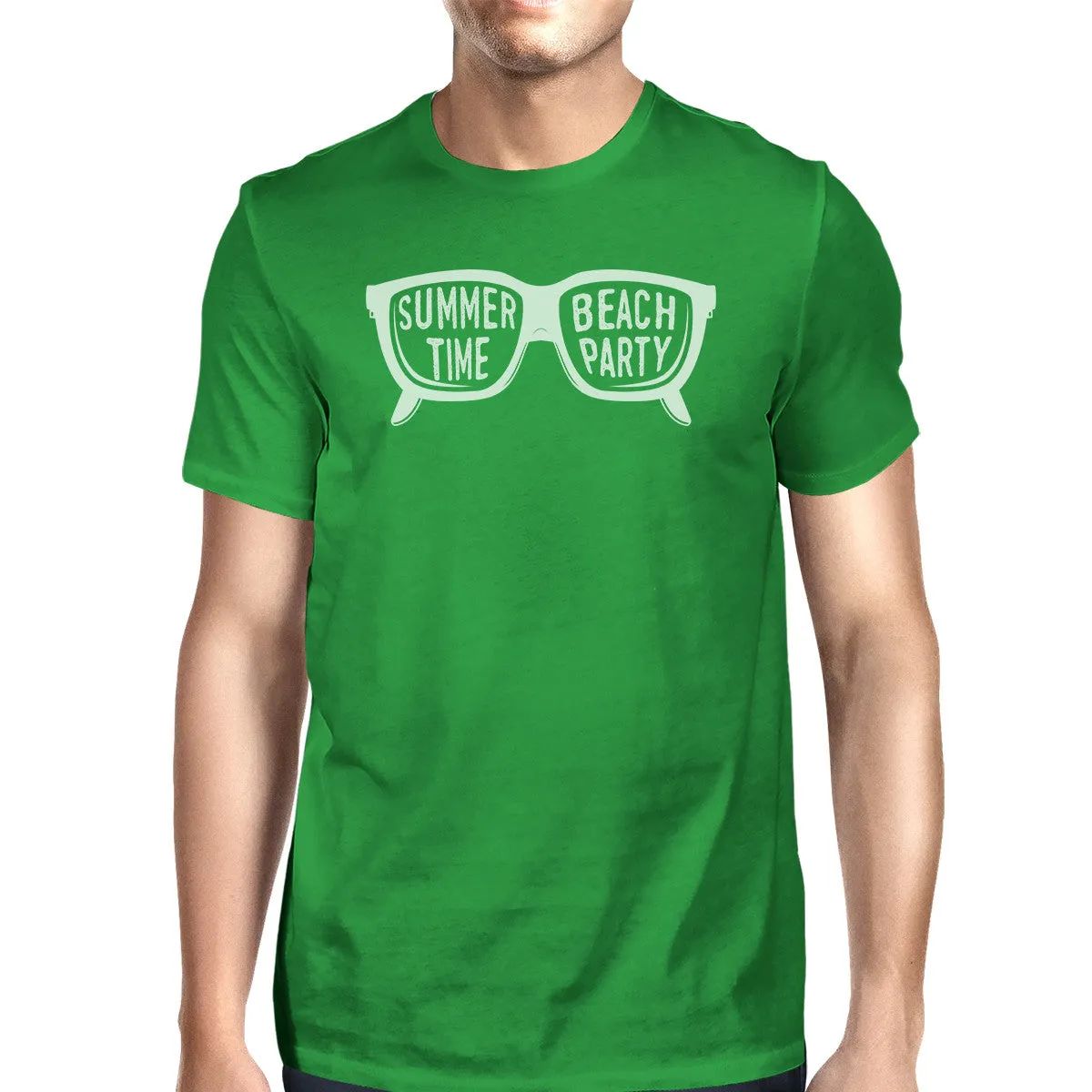 Summer Time Beach Party Mens Green Shirt