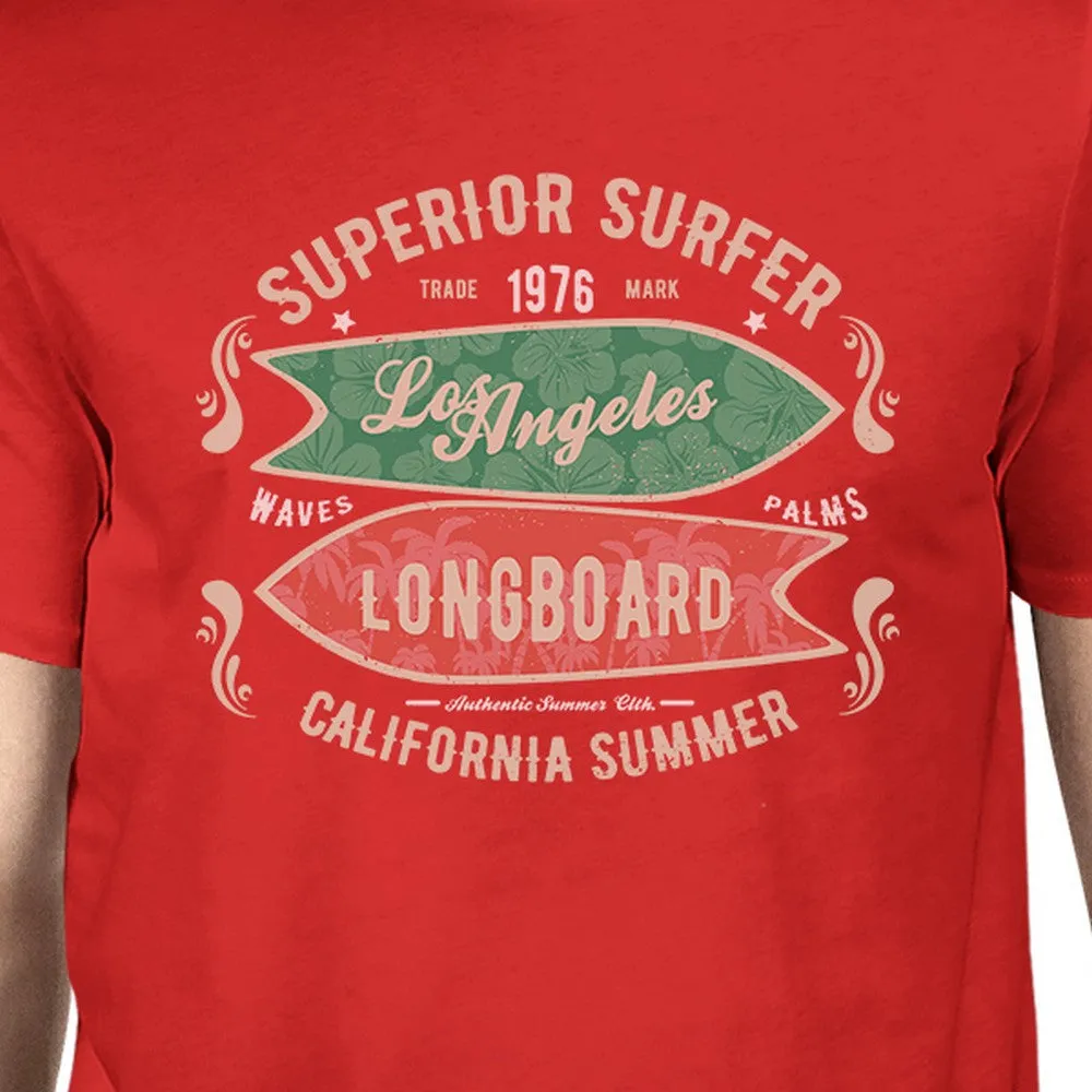 Superior Surfer Los Angeles Longboard Mens Red Shirt